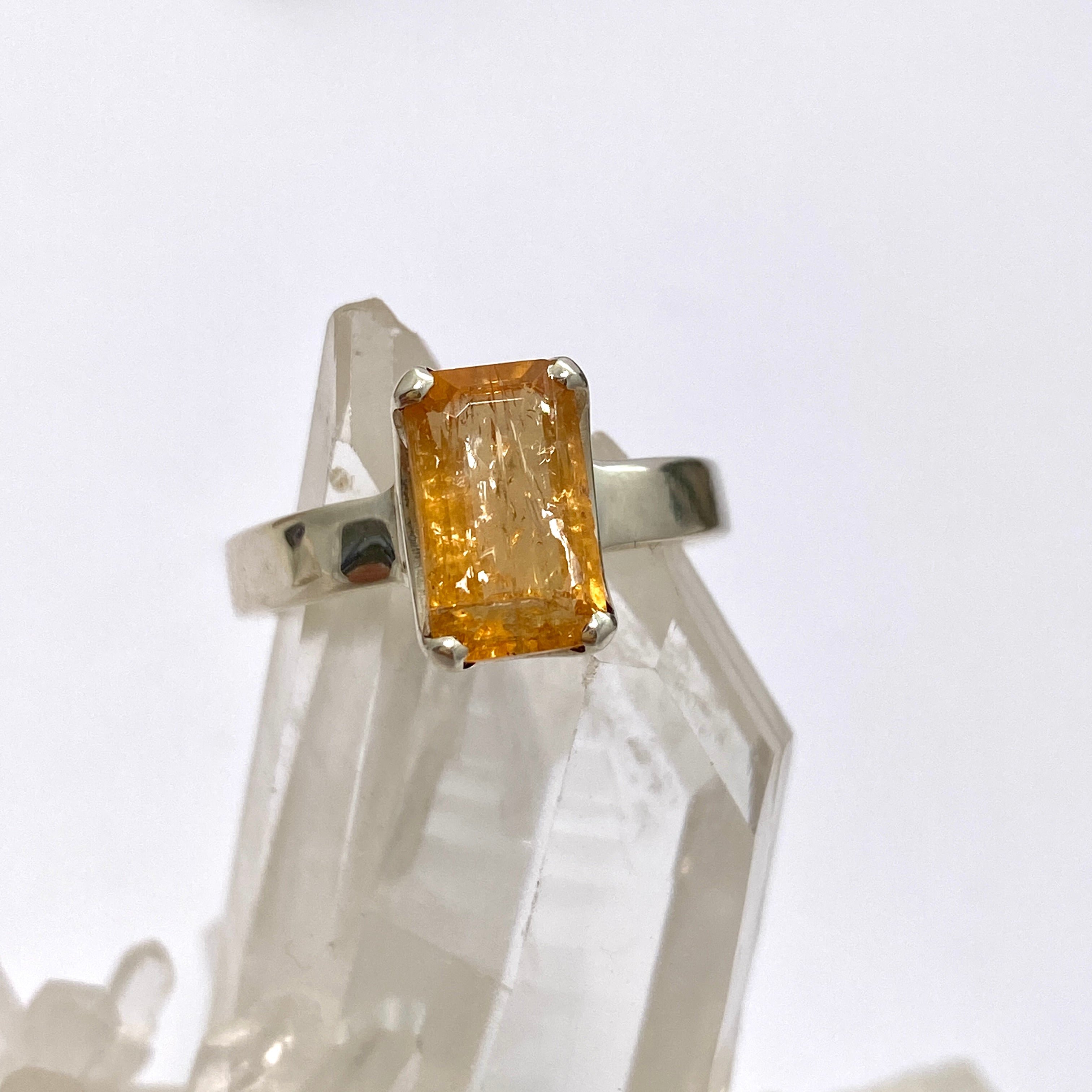 Imperial Topaz Rectangular Faceted Ring - Size 7 - 925 Sterling Silver Women's Jewelry - Perfect for Engagement, Anniversary & Special Occasion Gifts