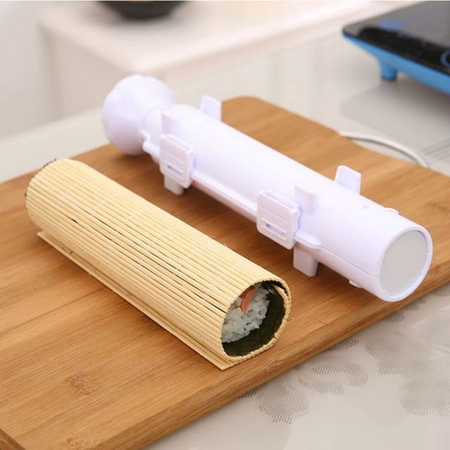 Premium Sushi Maker Kit - 2-Piece DIY Sushi Roller Mold with Rice Bazooka & Vegetable/Meat Rolling Tool for Homemade Sushi - Perfect Kitchen Accessories for Japanese Cuisine, Party Snacks & Healthy Meal Prep