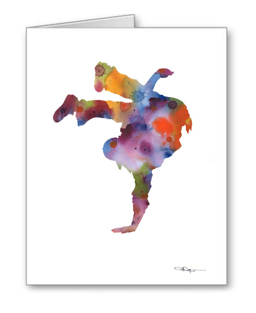 10-Pack Hip Hop Dancer Watercolor Note Cards with Envelopes | Perfect for Birthday Greetings, Thank You Cards & Dance Party Invitations