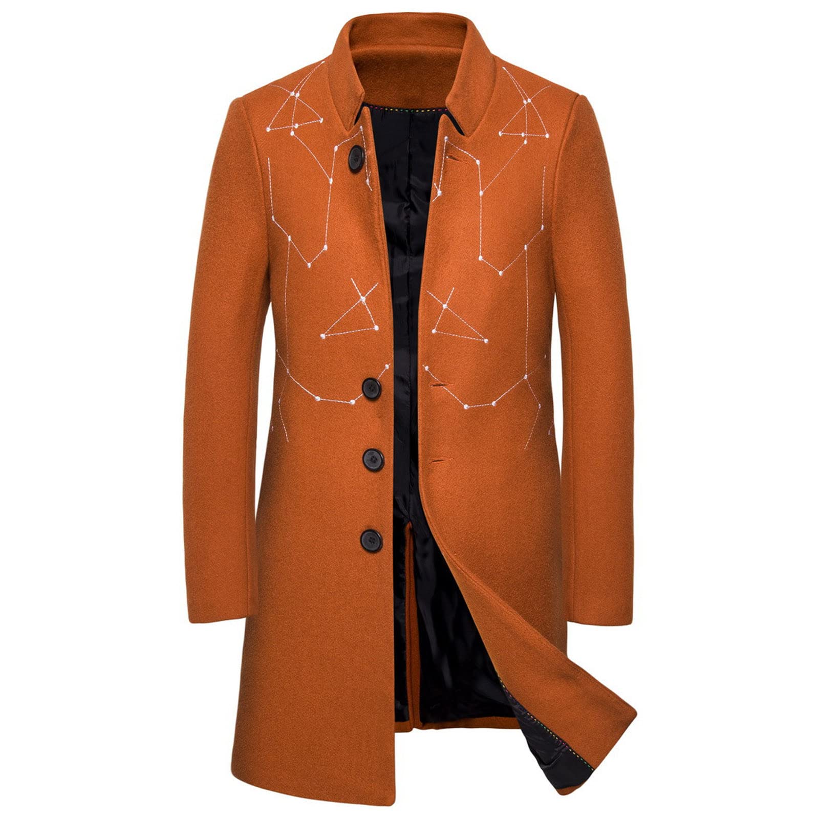 Men's Classic Stylish Single Breasted Trench Coat - Winter Pea Coat Long Business Overcoat for Office, Formal Events & Outdoor Wear