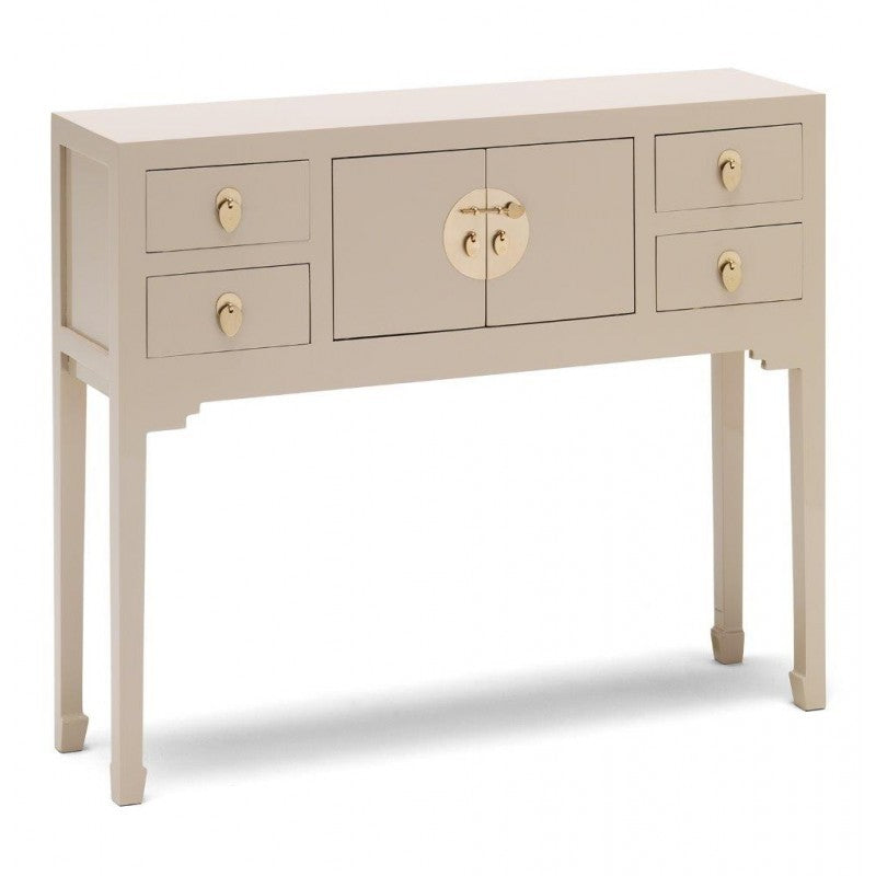 Golden Dragon Oriental Painted Solid Wood Grey Console Table 100x26x80cm - Entryway Hallway Sofa Table for Home Decor, Living Room, Bedroom & Office