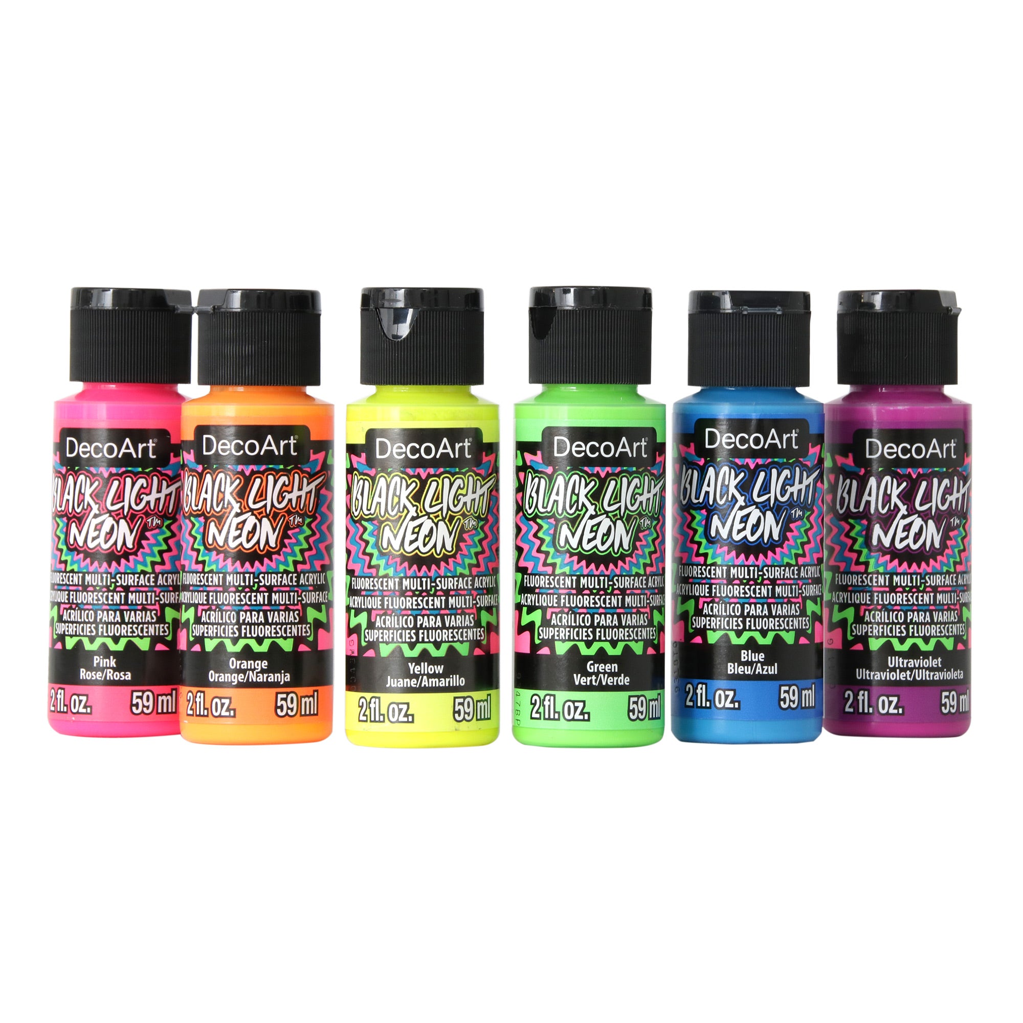 6 Piece Black Light Neon Acrylic Paint Set - Glow in The Dark Art Supplies for Canvas, Body Painting & DIY Crafts - Perfect for Parties, Halloween & UV Art Projects
