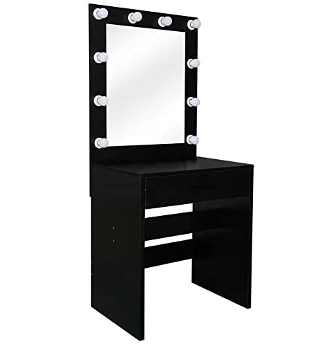Lighted Vanity Set with Mirror - 10-Light Makeup Dressing Table with Drawers, Portable Makeup Vanity Desk for Bedroom | Perfect for Home Beauty Routine, Bridal Preparation & Small Space Organization
