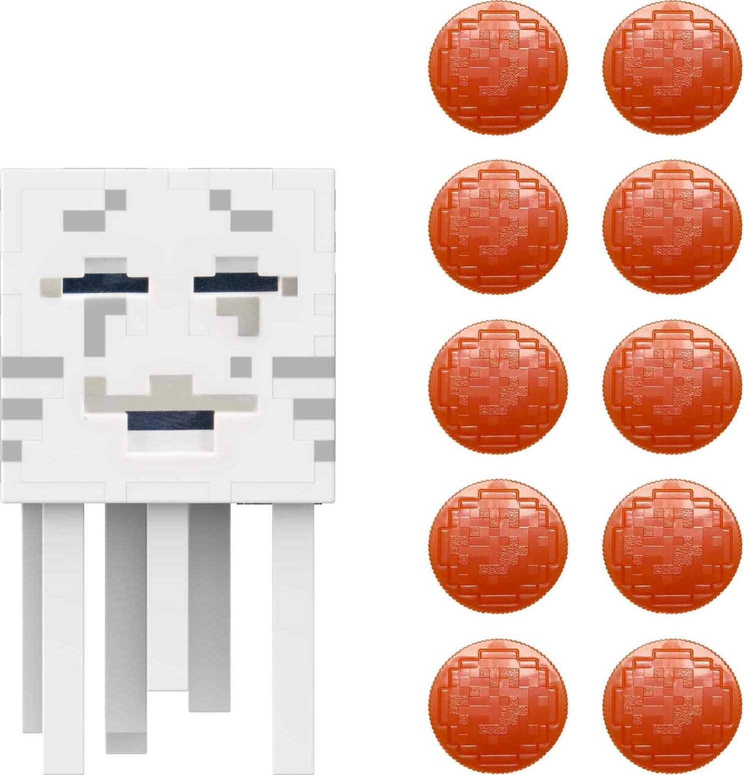 Minecraft Fireball Ghast Action Figure with 10 Shooting Discs - Official Game Collectible Toy for Kids and Fans - Perfect for Playtime, Collection Displays, and Minecraft Themed Parties