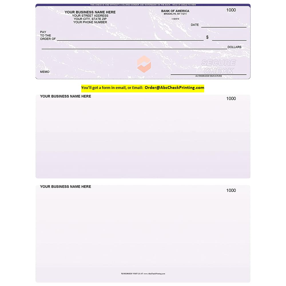 ABC Computer Checks Compatible with QuickBooks - 500 Sheets, Marble Blue Design for Professional Business & Office Use | Checks on Top Format for Easy Printing