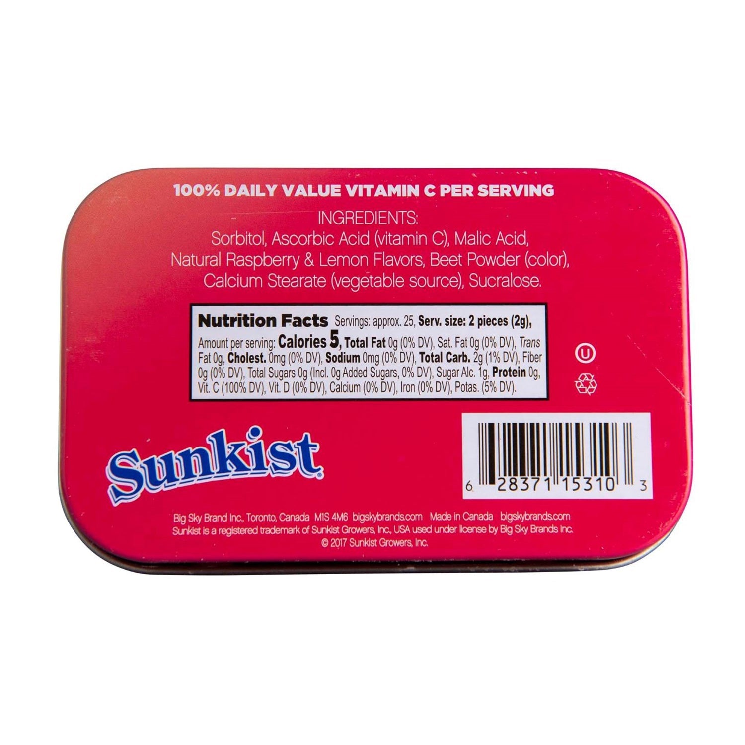 Big Sky Sour Raspberry Lemon Sugar Free Mints in Tin - 6 Count Box | Refreshing Breath for Office, Travel & After Meals