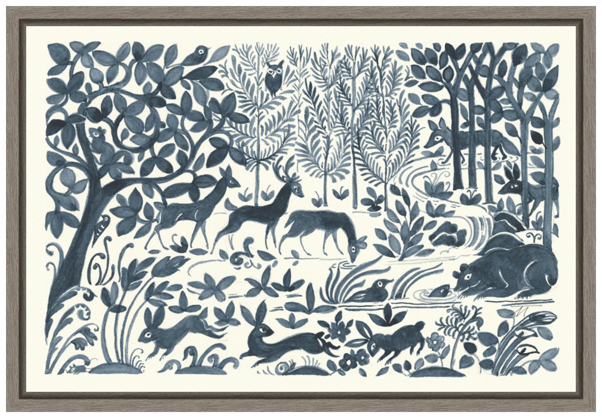 Amanti Art Framed Canvas Wall Art 16x23 - Forest Life II by Miranda Thomas, Nature Landscape Painting, Rustic Home Decor for Living Room, Bedroom & Bathroom | Perfect for Farmhouse, Cabin & Country Style Interiors