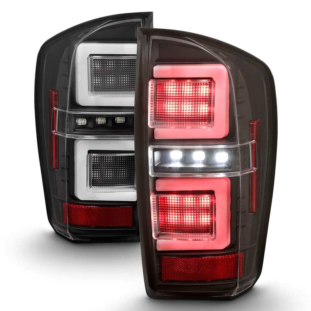 ACANII Black Housing Full LED Dual Tube Tail Lights Brake Lamps for 2016-2023 Toyota Tacoma - Driver & Passenger Side - Upgrade Your Truck's Style & Visibility for Night Driving & Off-Road Adventures