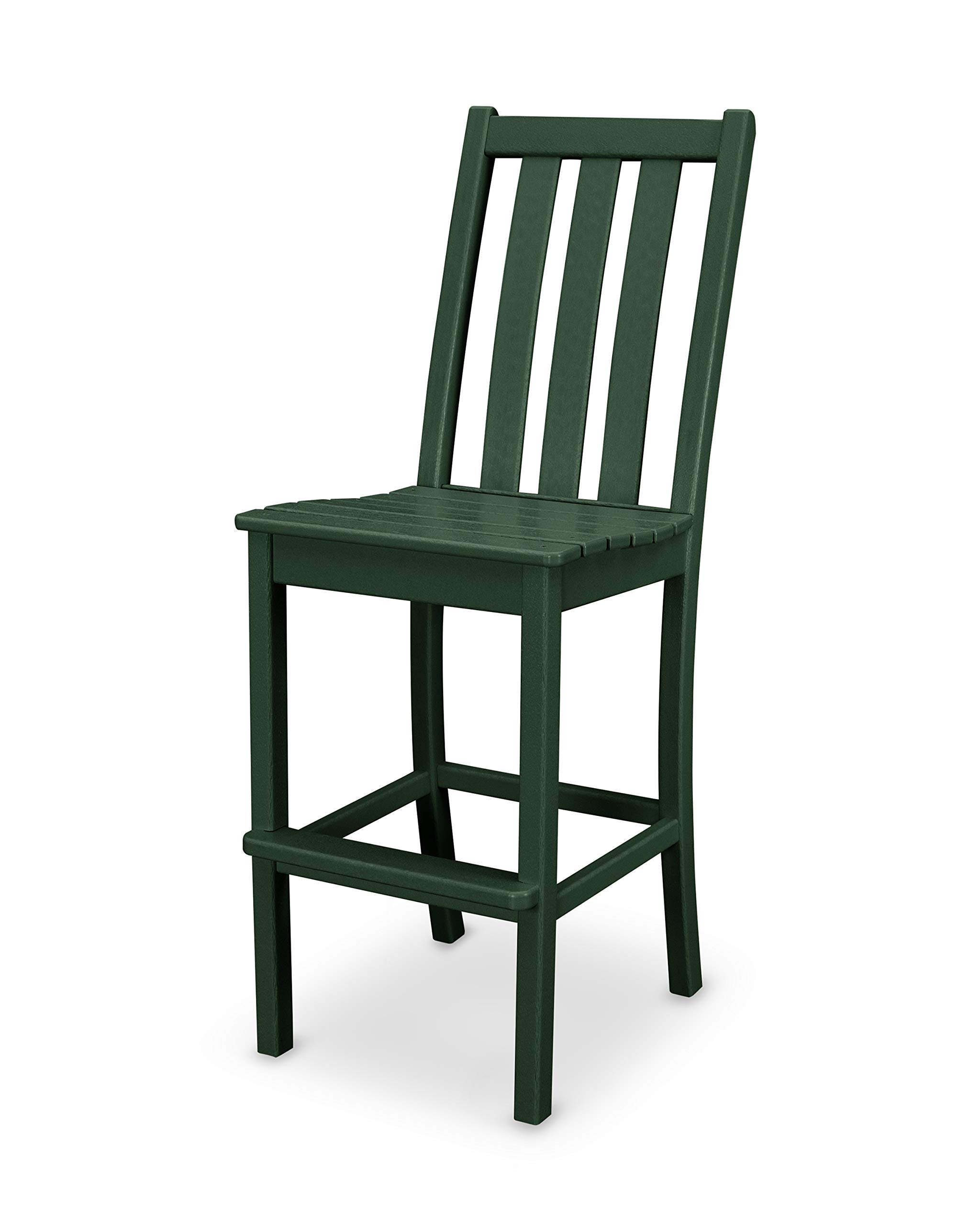 POLYWOOD® Vineyard Bar Side Chair - Durable Outdoor Furniture in Green - Perfect for Patio, Deck, and Garden Seating