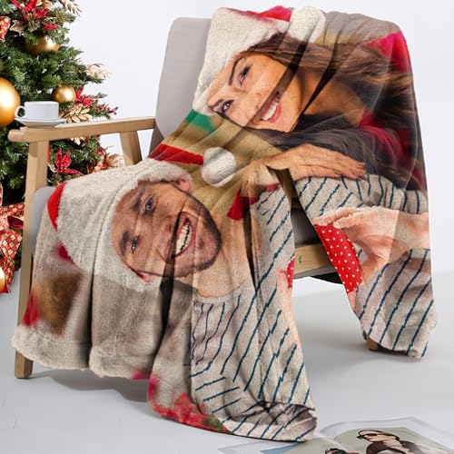 Custom Photo Christmas Blanket - Personalized Flannel Throw with Pictures for Men & Women | Cozy Gift for Couches, Sofas & Holiday Decor | Perfect for Christmas, Birthdays & Anniversaries