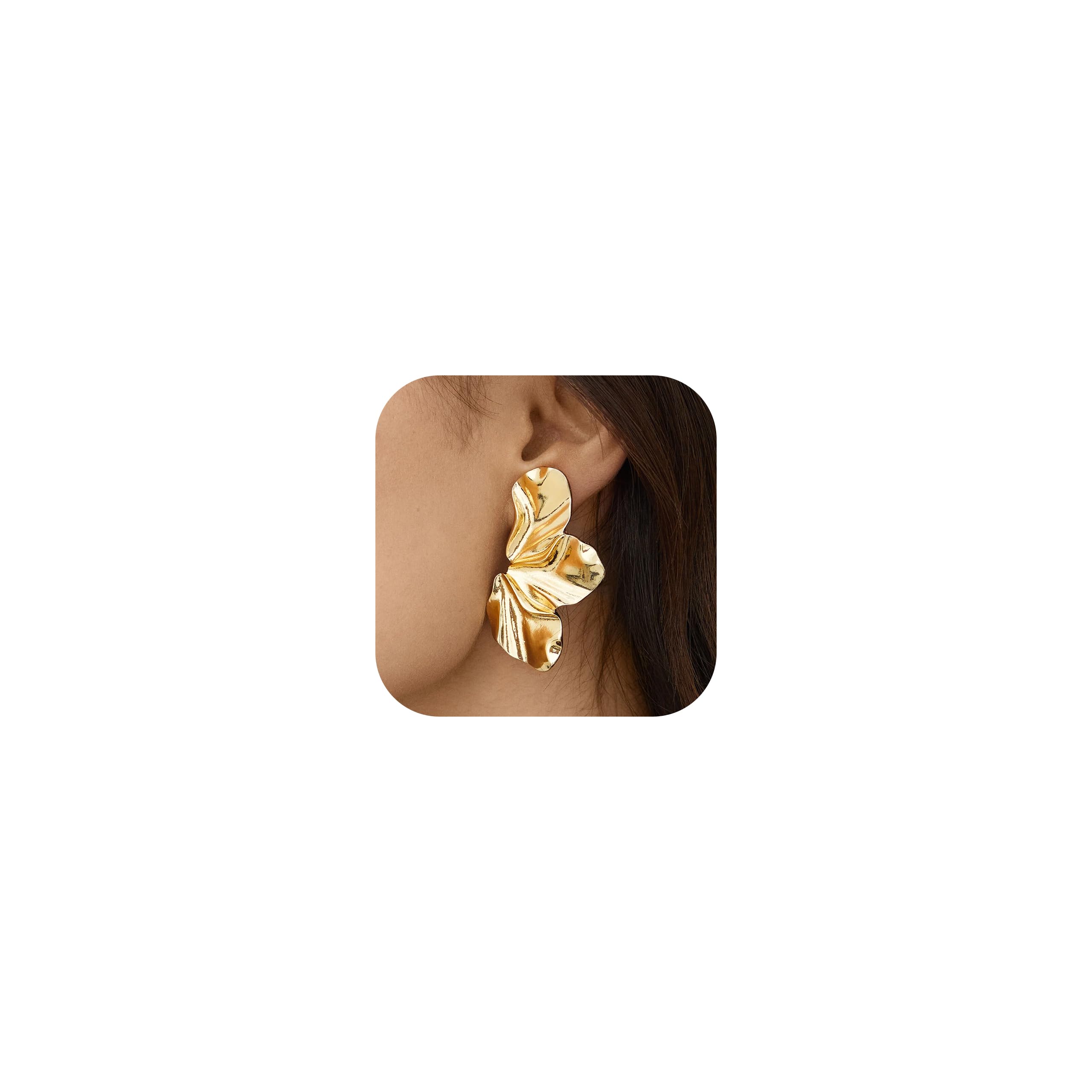 14K Gold Plated Clip On Earrings for Women - Trendy Non Piercing Floral Dangle Earrings | Lightweight Fake Earrings Set for Non-Pierced Ears | Perfect for Weddings, Parties & Everyday Wear