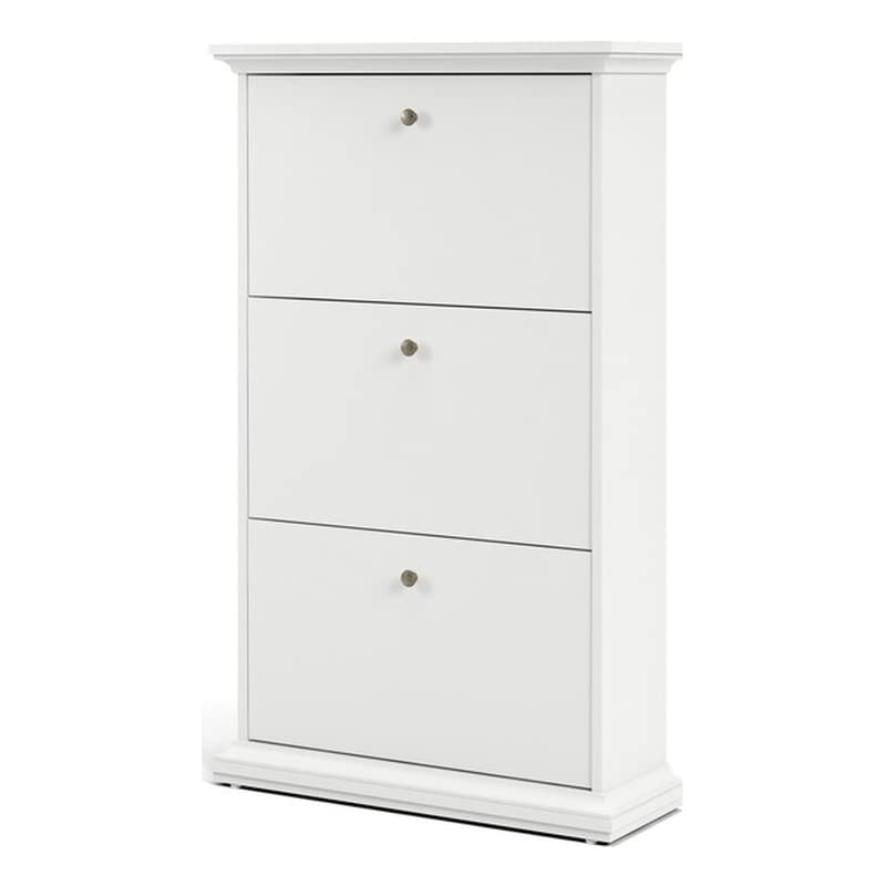 Tvilum Sonoma 3-Drawer White Shoe Storage Cabinet - Space-Saving Entryway Organizer for Shoes, Hats & Accessories | Perfect for Hallway, Closet & Small Apartments