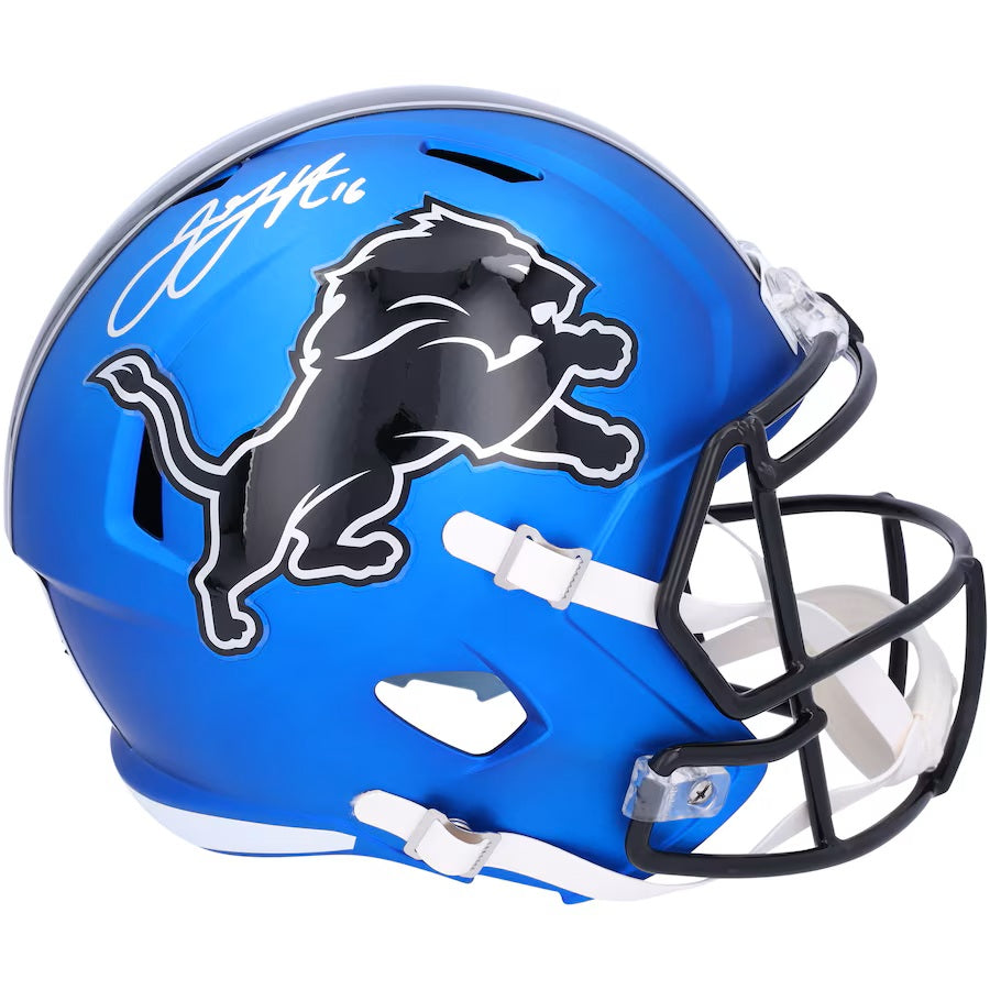 Jared Goff Autographed Detroit Lions Full-Size Replica Speed Helmet - Official NFL Collectible for Fans & Sports Memorabilia Display