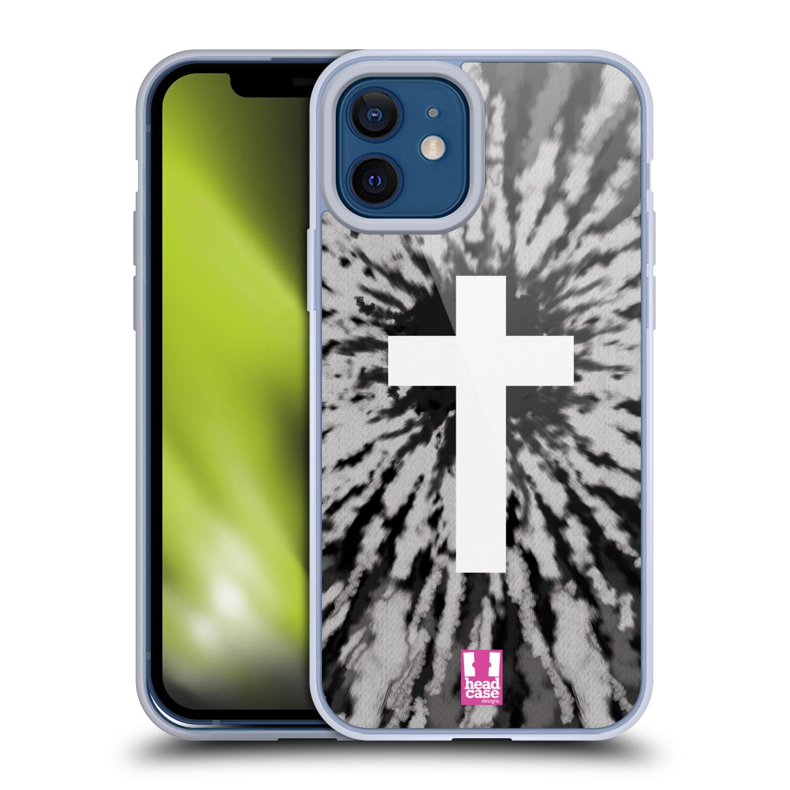 Head Case Designs Tie Dye Cross Sign Soft Gel Phone Case for Apple iPhone 12 & iPhone 12 Pro - Stylish Protection for Everyday Use & Outdoor Activities
