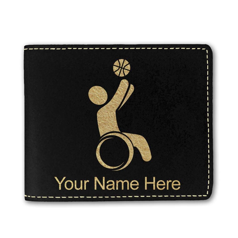 Stylish Faux Leather Wallet with Free Personalized Engraving - Perfect Gift for Wheelchair Basketball Players & Sports Enthusiasts | Everyday Carry & Game Day Essential