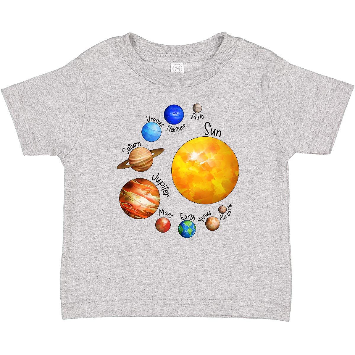 Inktastic Sun and Planets - Yes, and Pluto Baby T-Shirt | Cute Astronomy Space Graphic Tee for Toddlers & Infants | Perfect for Science Lovers, Space-Themed Parties & Everyday Play