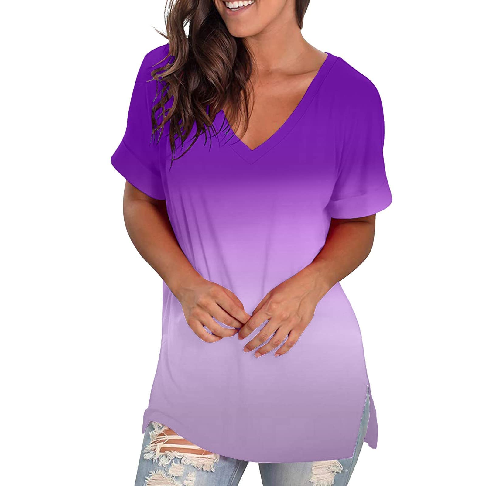 Plus Size Women's Summer Tops - Short Sleeve Waffle Swiss Dot Work Blouse & Cute Tunic Shirts for Office, Casual Wear & Summer Outfits