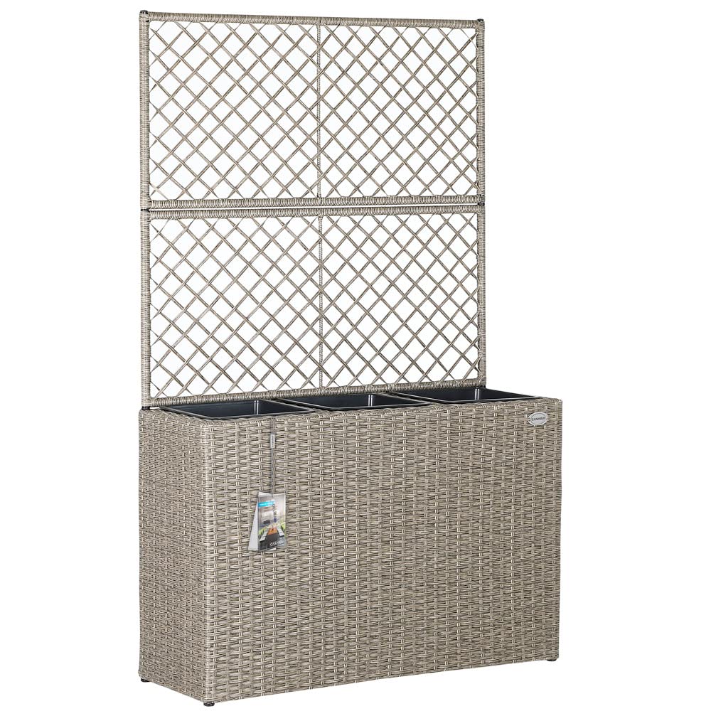 Casaria Cream Wicker Flower Pot Set of 3 with Trellis - 57.5