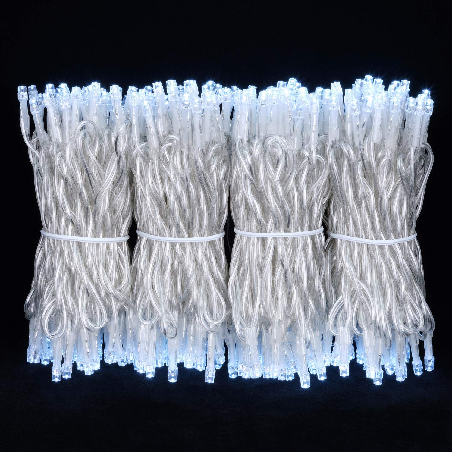 Yuetime 100ft 300 LED Cool White Christmas String Lights - 8 Modes, 4