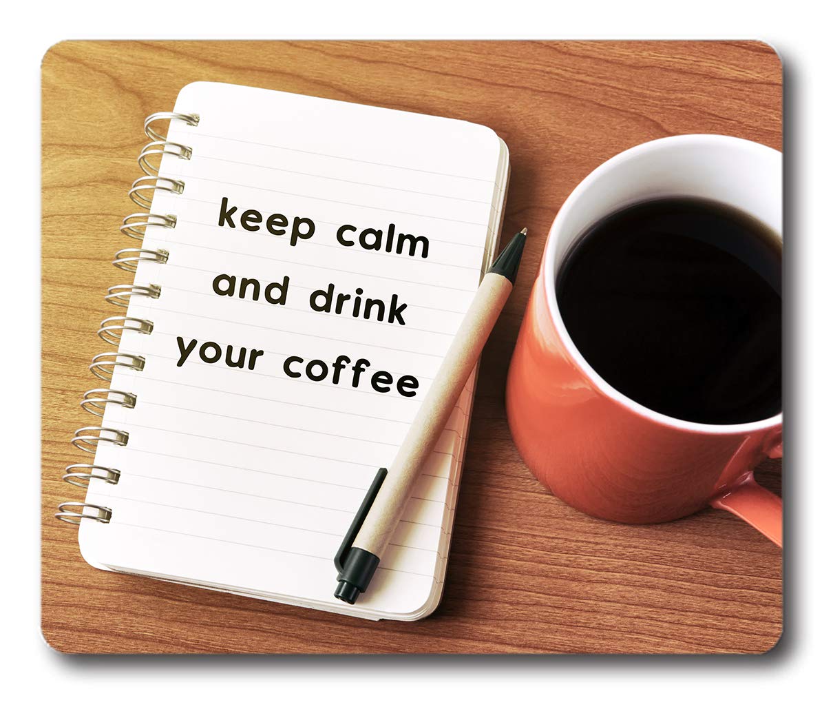 Custom Inspirational Quote Mouse Pad - Keep Calm and Drink Coffee Motivational Office Desk Mat with Non-Slip Rubber Base for Computer, Laptop, Gaming & Work (Oblong Design) - Perfect for Home Office, Workstation & Study Desk Accessories