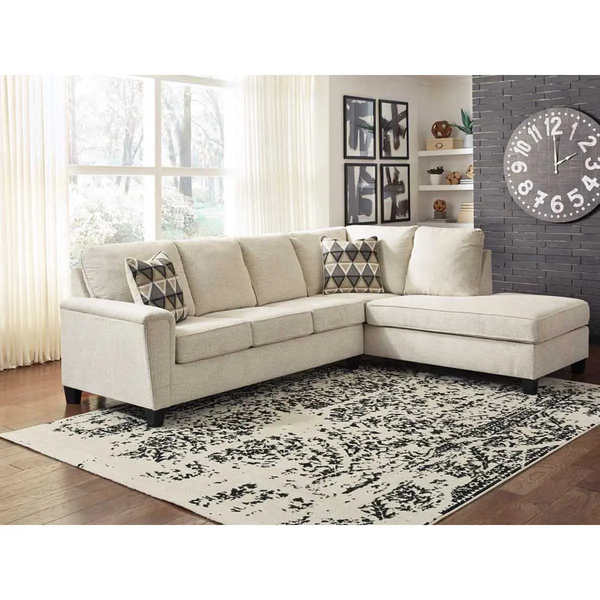 Abinger 2-Piece Sectional Sofa with Chaise Lounge in Natural Fabric - Modern L-Shaped Couch for Living Room, Family Room & Apartment