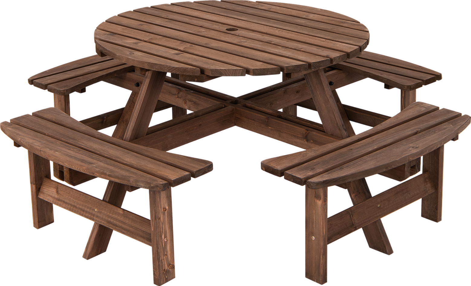 Costway 8-Seat Wooden Picnic Table with Benches Set | Outdoor Dining & Garden Furniture for Backyard, Patio, and Park Gatherings