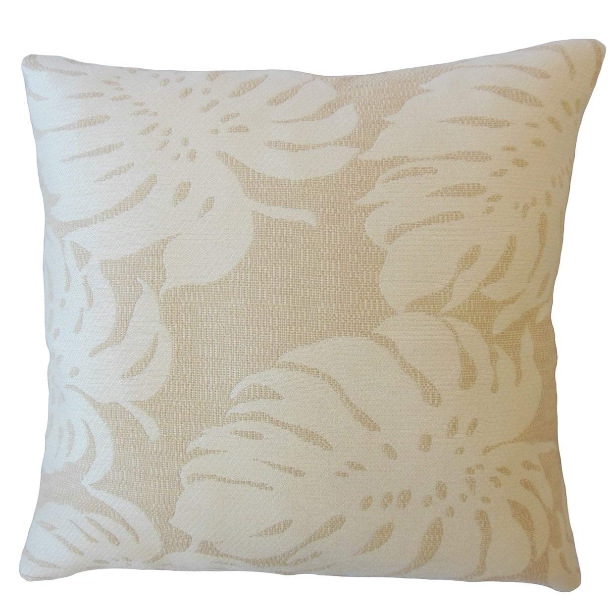 Quince Floral Down Filled Throw Pillow - 24x24 Inch Large Decorative Shell Pillow for Sofa, Bed & Living Room - Soft Luxury Home Decor Accent