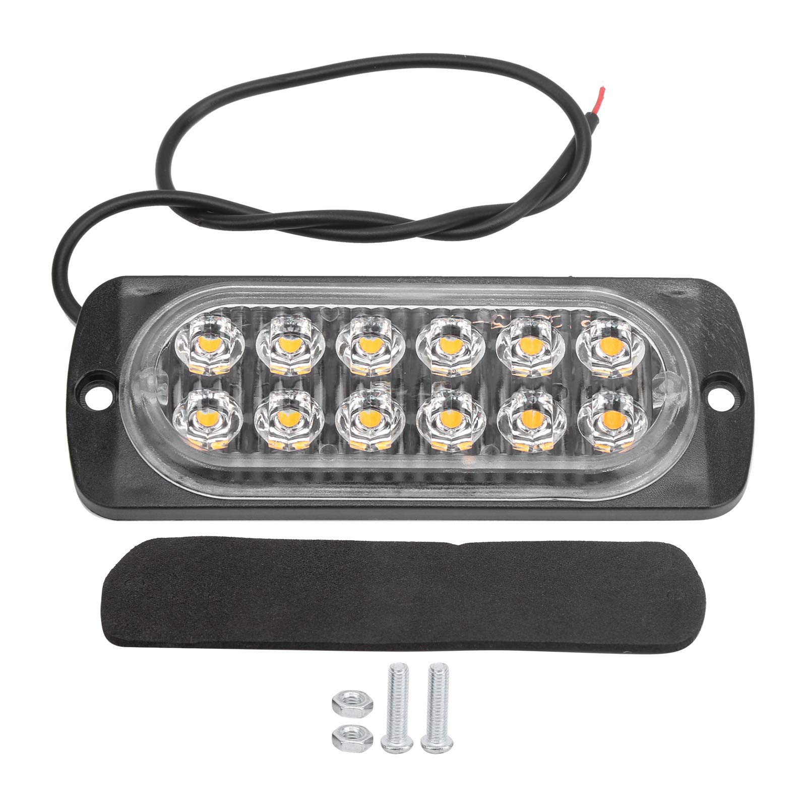 12V 12LED Waterproof Rectangle Side Marker Light - 50,000 Hours Yellow Signal Warning Lamp for Trucks, Cars & Motorcycles - Perfect for Road Safety & Nighttime Visibility