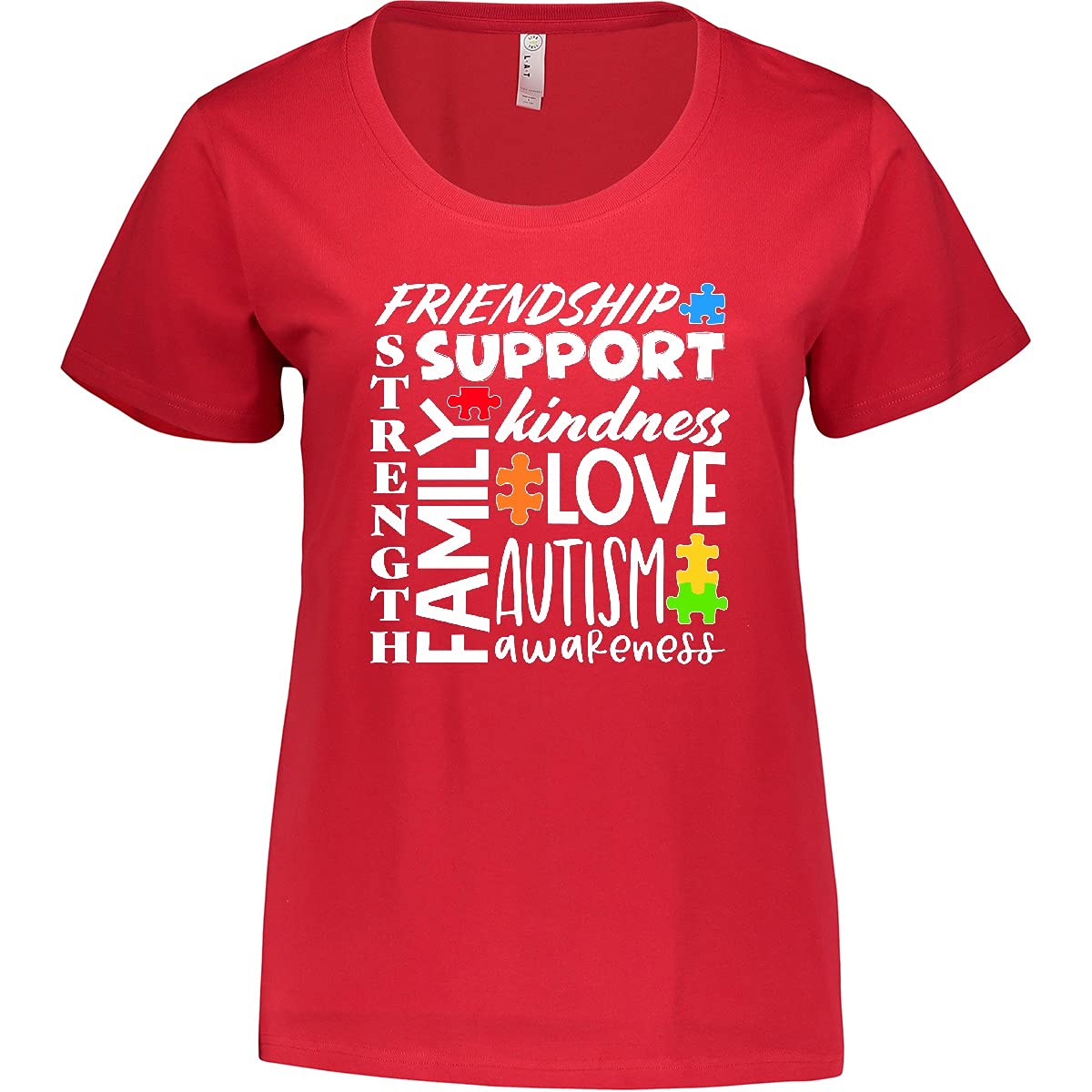 Inktastic Autism Awareness Love Friendship Support Women's Plus Size T-Shirt - Comfortable Casual Wear for Autism Awareness Events & Everyday Support