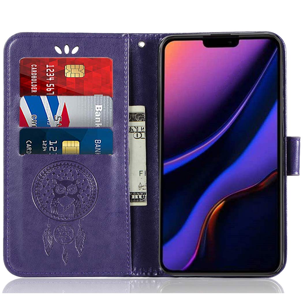 Premium Genuine Leather Wallet Case for iPhone 11 - Floral Embossed Flip Cover with Card Slots & RFID Protection | Perfect for Everyday Use, Travel & Business (Compatible with iPhone 11 2019 Model)