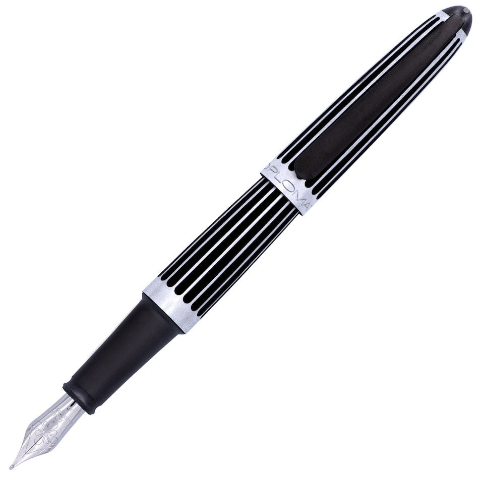 Diplomat Aero Fountain Pen - Premium Black Striped Design for Writing, Calligraphy & Gift Giving - Perfect for Office, School & Special Occasions