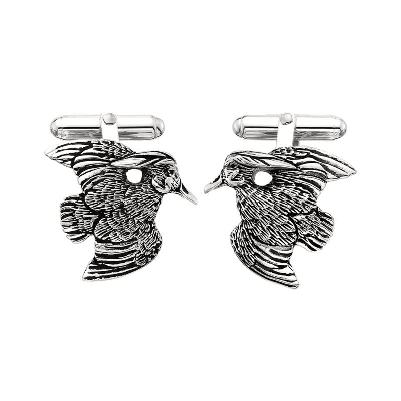Grainger McKoy Sterling Silver Wood Duck Cufflinks for Men - Elegant Waterfowl Design Dress Accessories for Formal Wear & Business Attire