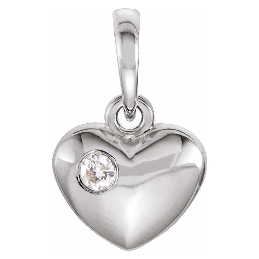 925 Sterling Silver 13.5x8.3mm Polished Heart Pendant Necklace with 0.03 Carat Diamond - Elegant Jewelry Gift for Women, Girlfriend, Wife - Perfect for Valentine's Day, Anniversary, Birthday & Romantic Occasions