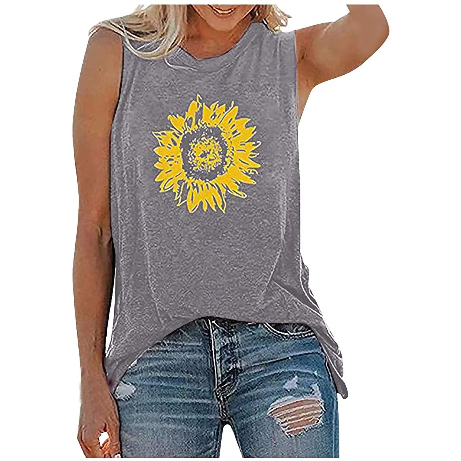 4th of July Women's Tank Tops - Summer Casual Loose Fit Plus Size Athletic T-Shirts with Patriotic Prints | Perfect for BBQ, Beach & Independence Day Celebrations