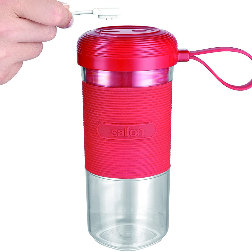 SALTON BL2045RD Portable Personal Blender - 350W High-Speed Blending, Travel-Friendly Design, BPA-Free - Perfect for Smoothies, Protein Shakes & Meal Prep at Home, Office or Gym