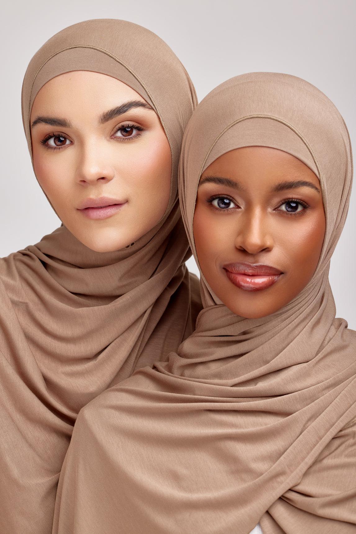 OEKO TEX™ Certified Soft Bamboo Jersey Hijab Set - Breathable & Hypoallergenic Muslim Headscarf for Women - Perfect for Daily Wear, Prayer & Modest Fashion (Rustic Root Color)