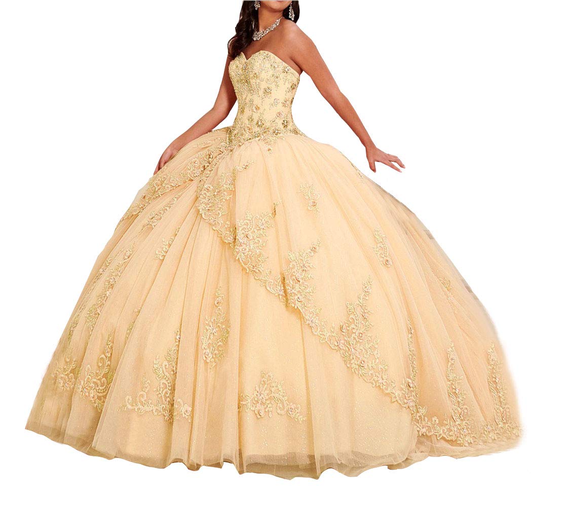 Elegant AI Maria Women's Sweetheart Neckline Lace Applique Quinceañera Prom Dress with Beading – Perfect for Sweet 15, Homecoming, and Formal Events