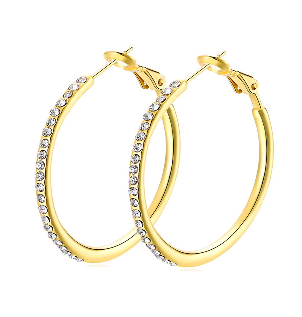 YUQIGG Hoop Earrings for Women - Fashion CZ Cubic Zirconia Rhinestone Earrings Set (1.38in, 1.5in, 1.77in) - Perfect Gift for Women & Girls - Great for Parties, Weddings & Everyday Wear
