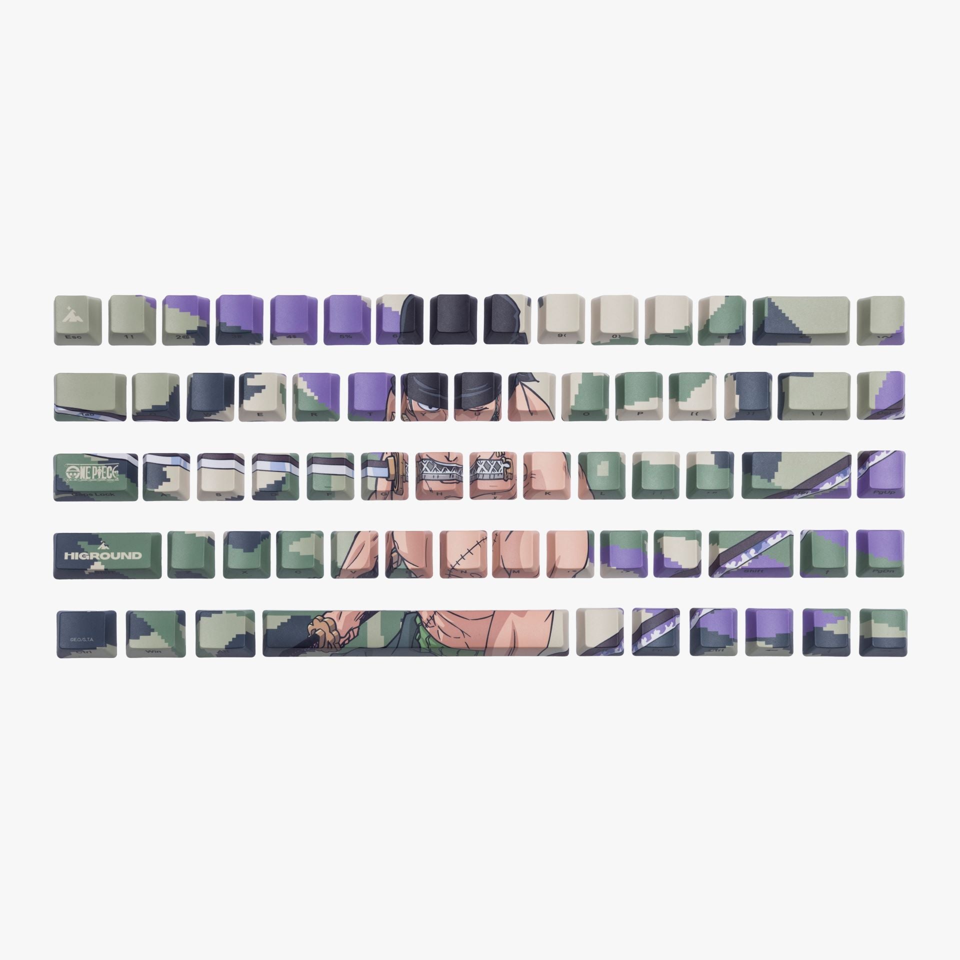 One Piece x HG 68 Keycaps Set - Zoro Anime Themed Mechanical Keyboard Keycaps for Gaming & Typing - Perfect for Anime Fans & PC Enthusiasts
