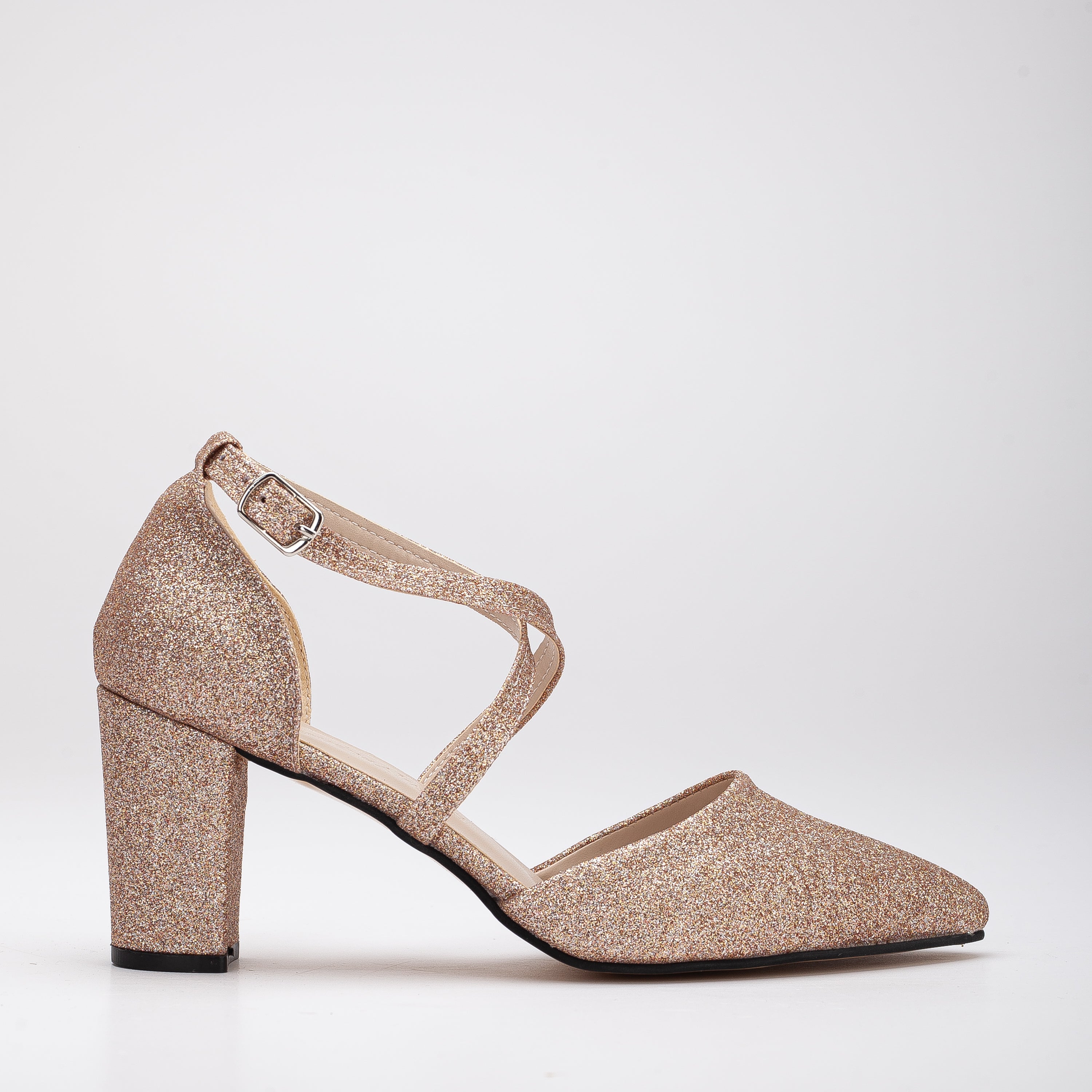 Rose Gold Glitter Wedding Shoes for Bride - Elegant Sparkly Heels for Bridal Party, Prom, Evening Gala & Special Occasions