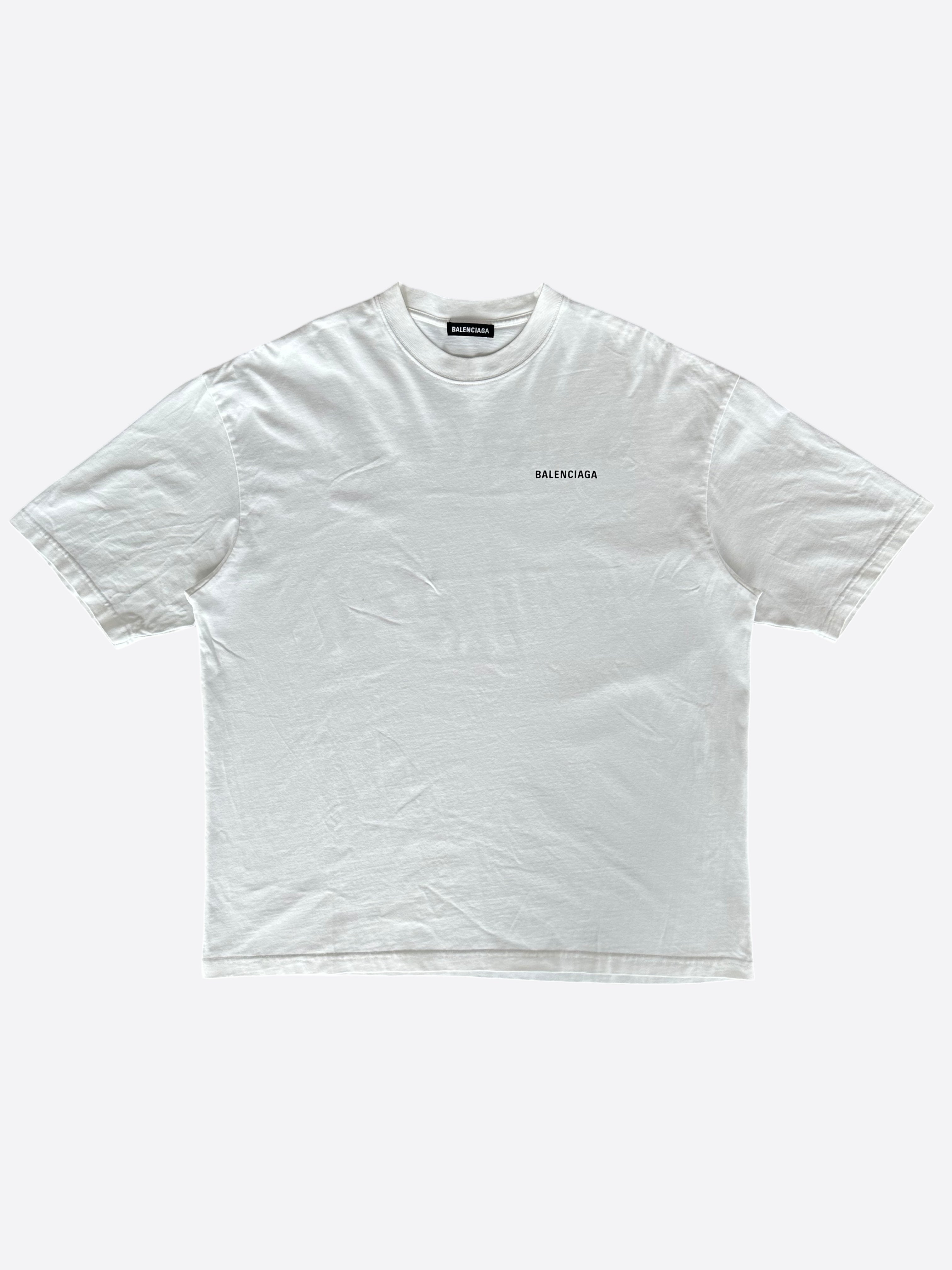 Balenciaga White & Black Logo T-Shirt for Men & Women | Stylish Casual Wear for Street Fashion & Everyday Outfits