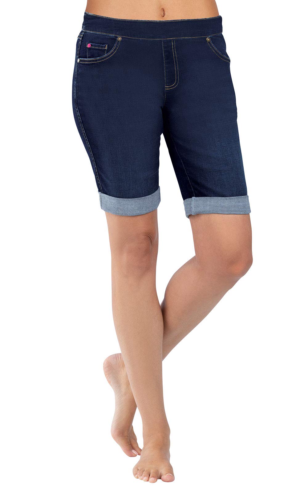 Women's PajamaJeans Bermuda Denim Shorts - Comfortable Stretch Long Jean Shorts for Casual Wear, Lounging & Sleep