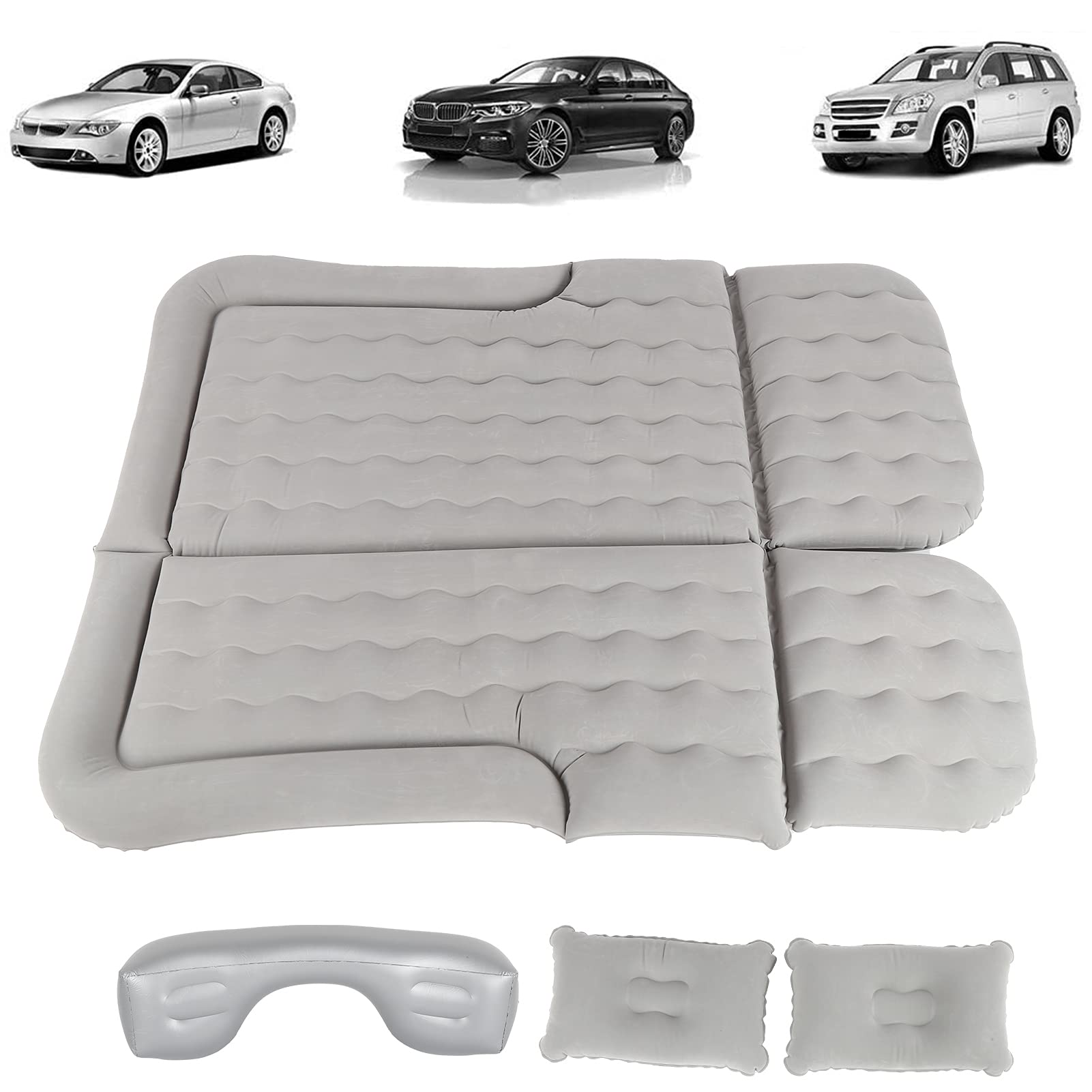 Inflatable Twin Air Mattress with Built-in Electric Pump - Extra Wide SUV Airbed for Camping, Travel & Guest Use (Grey Leaning Tower Design) - Perfect for Road Trips, Sleepovers & Outdoor Adventures