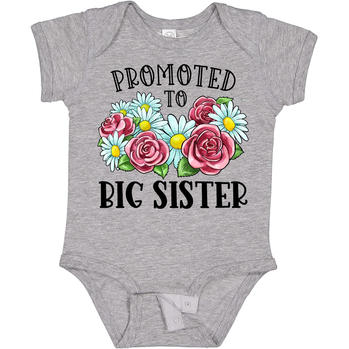 Inktastic Big Sister Baby Bodysuit with Floral Design - Soft Cotton Onesie for Newborn Girls & Toddlers - Perfect Gift for Siblings, Baby Showers & Family Photos