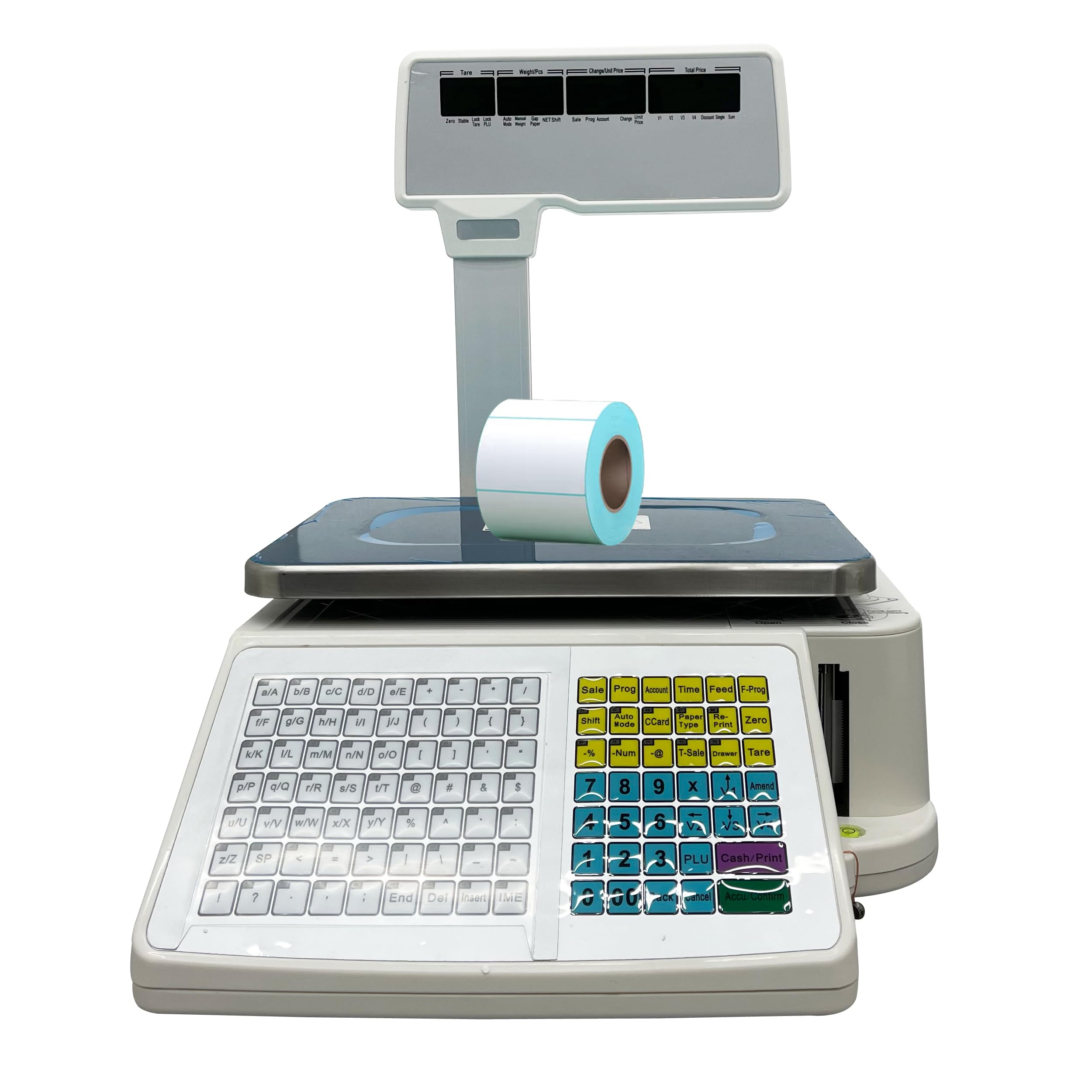 INTBUYING 15KG Digital Label Printing Scale with Barcode Thermal Printer & LCD Screen - Electronic Price Computing Scale for Supermarket, Retail Store, Warehouse - Perfect for Inventory Management & Checkout Counter Use