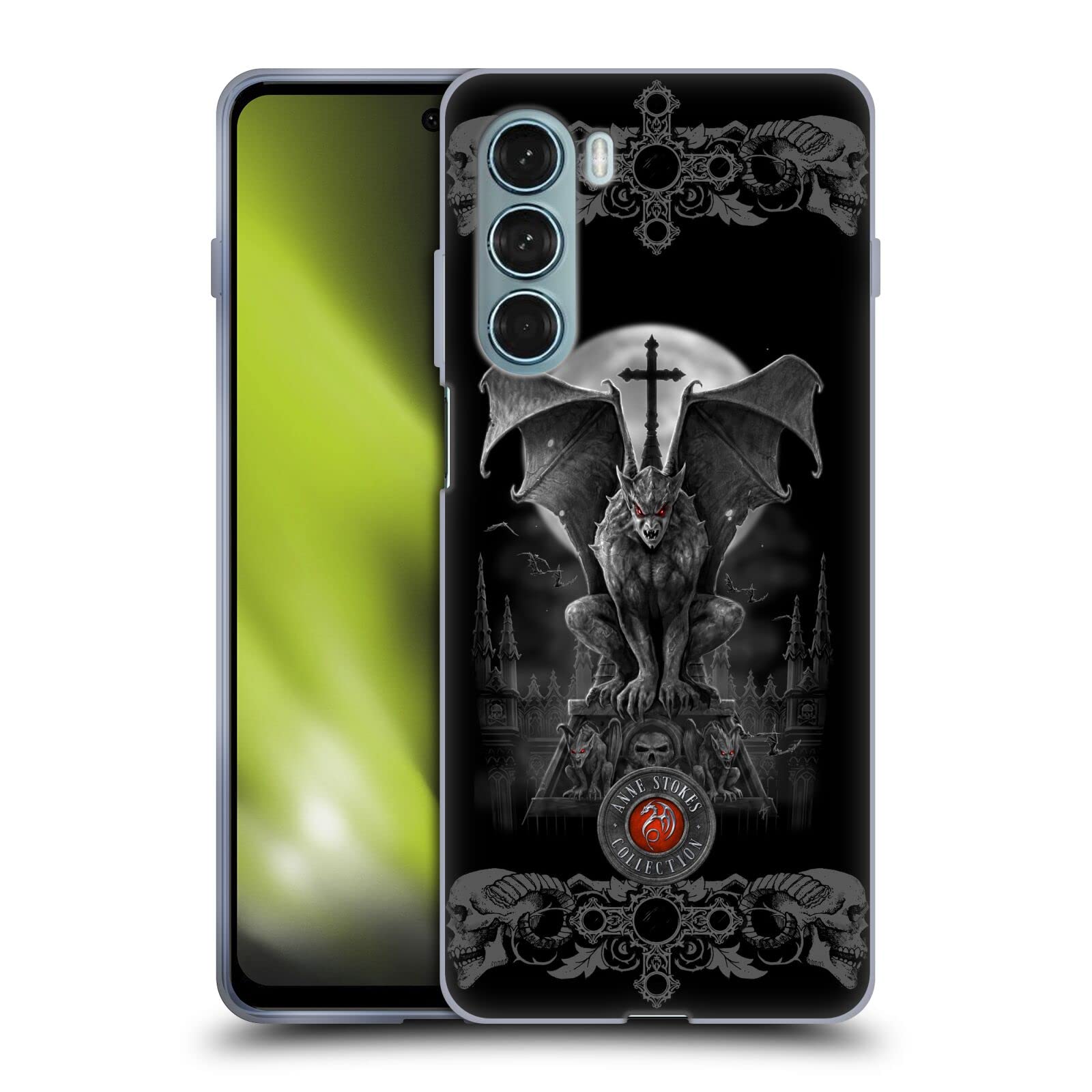 Anne Stokes Gargoyle Tribal Soft Gel Case for Motorola Moto G200 5G – Officially Licensed by Head Case Designs, Durable Protection for Everyday Use