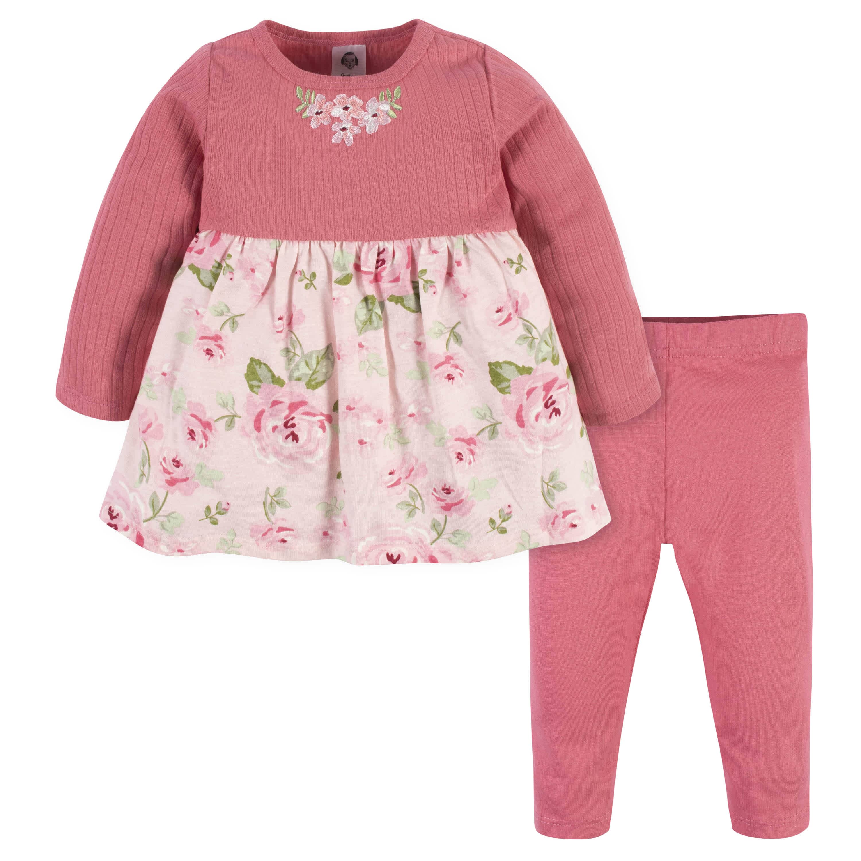 2-Piece Baby & Toddler Girls' Feelin' Floral Dress & Legging Outfit Set - Perfect for Spring Photos, Birthday Parties & Family Gatherings