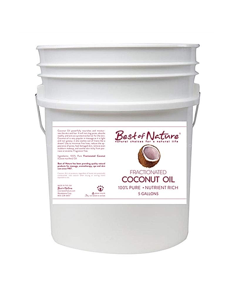 Best 100% Pure Fractionated Coconut Oil - Unscented MCT Oil for Hair, Skin & Face Care | Natural Moisturizer & Massage Oil | Aromatherapy Carrier for Essential Oils | 5 Gallon Pail (640 fl oz) - Perfect for Spa, Home & Beauty Treatments