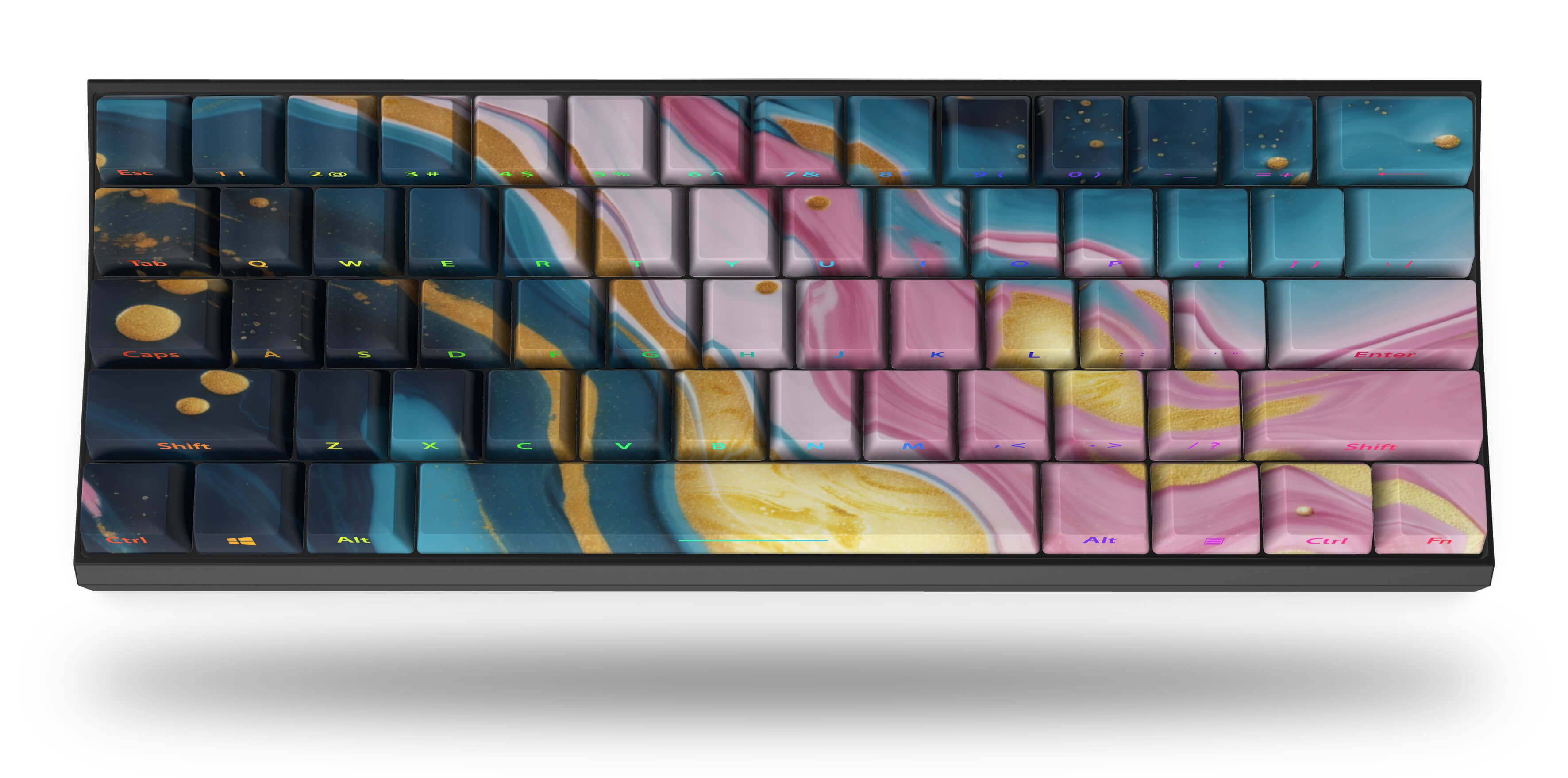 Marbled Oasis T60 Pro Mechanical Gaming Keyboard - RGB Backlit, Wired USB, Ergonomic Design for PC, Mac, Laptop - Perfect for Gaming, Typing & Office Work