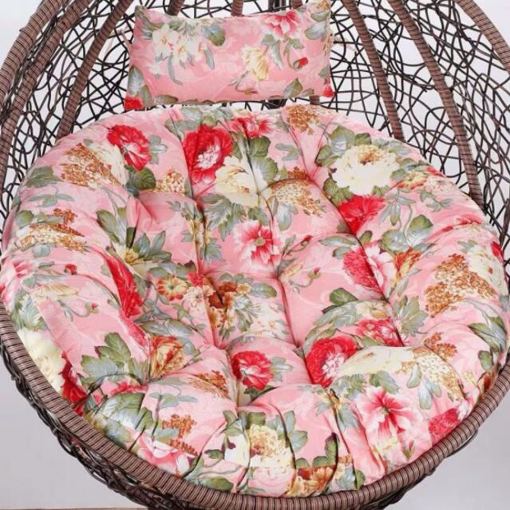 HGFQ Printed Removable Washable Egg Chair Cushion - Comfortable Hanging Swing Chair Seat Pad for Rattan & Leisure Baskets (Cushion Only) - Perfect for Outdoor Patio, Garden, Porch & Balcony Relaxation